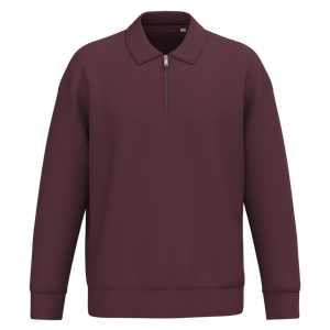 Eco-Friendly Unisex Dropped Shoulders Quarter Zipper Sweatshirt With Polo Collar, miniatyr 2